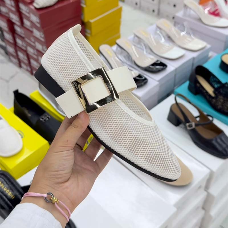 Square Button Flat Sandals Casual Sandals