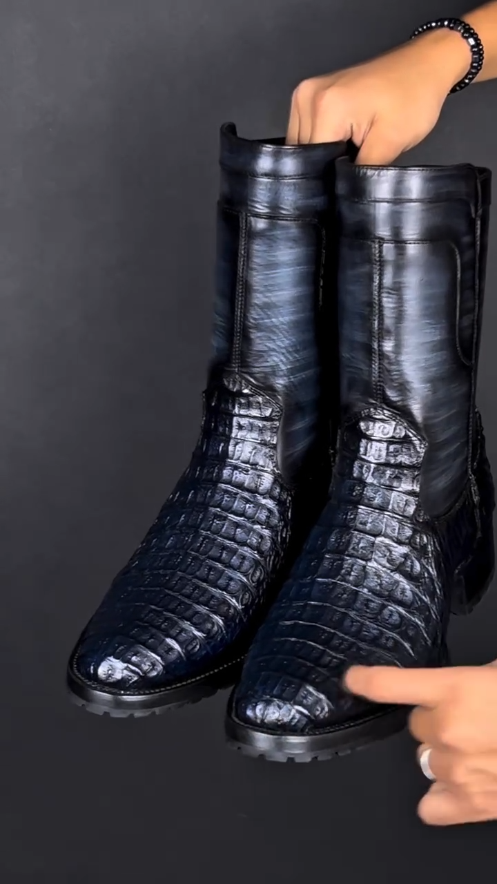 Light Blue Croc Cowboy Boots