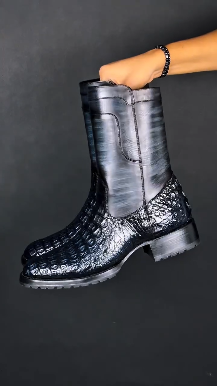 Light Blue Croc Cowboy Boots