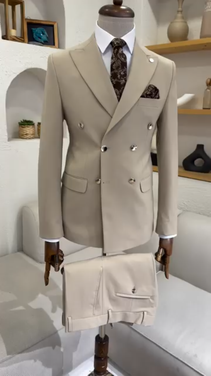 Tailored azure blue suit