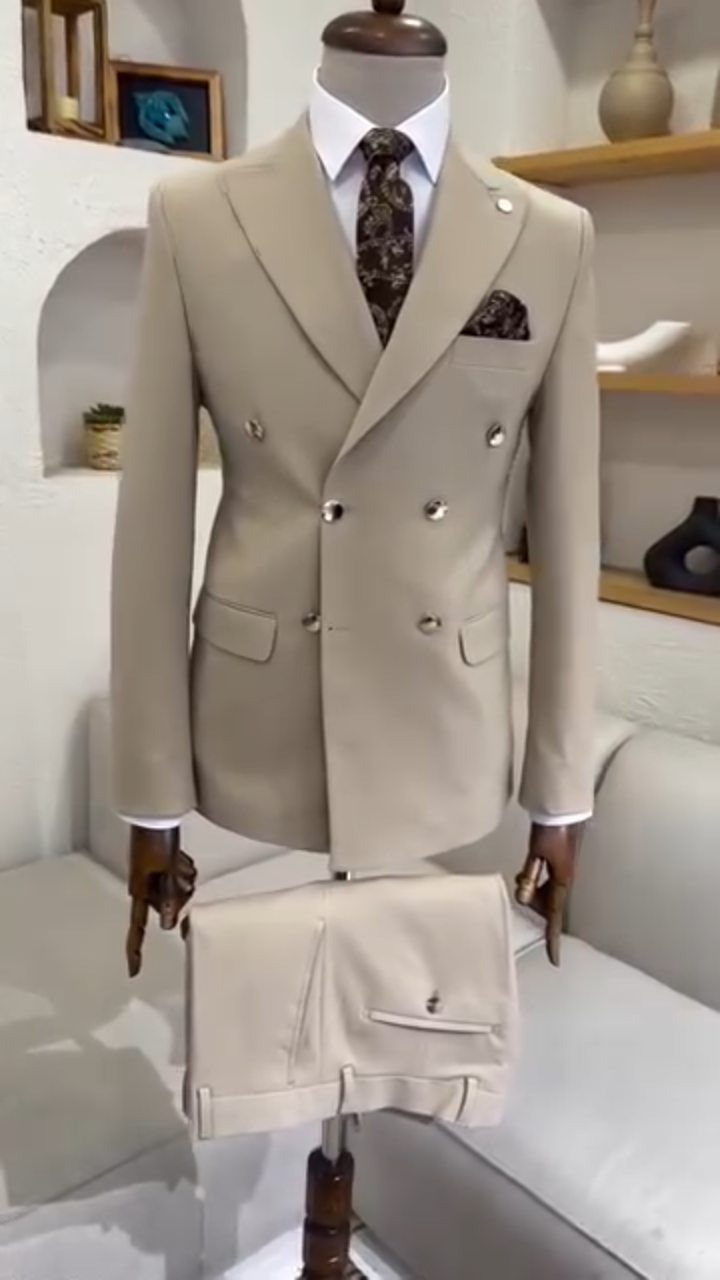 Tailored azure blue suit