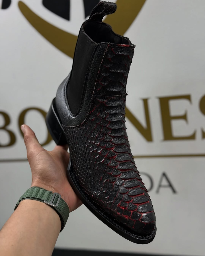 2025 Black Scale-Tread Cowboy Boots