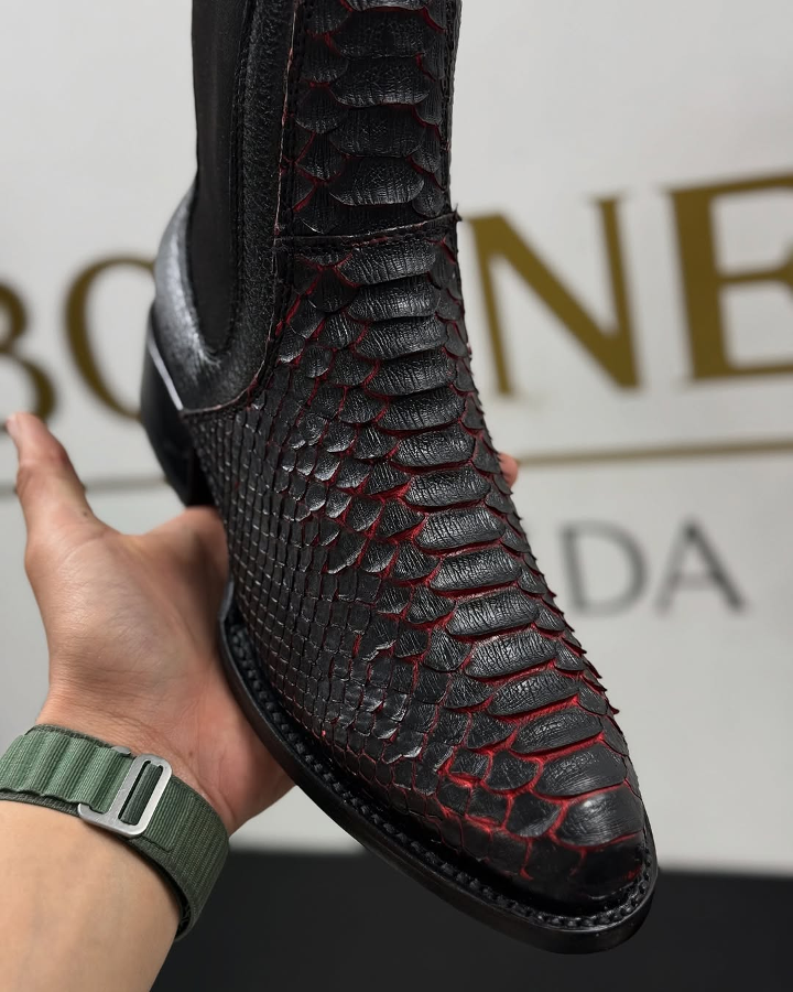 2025 Black Scale-Tread Cowboy Boots