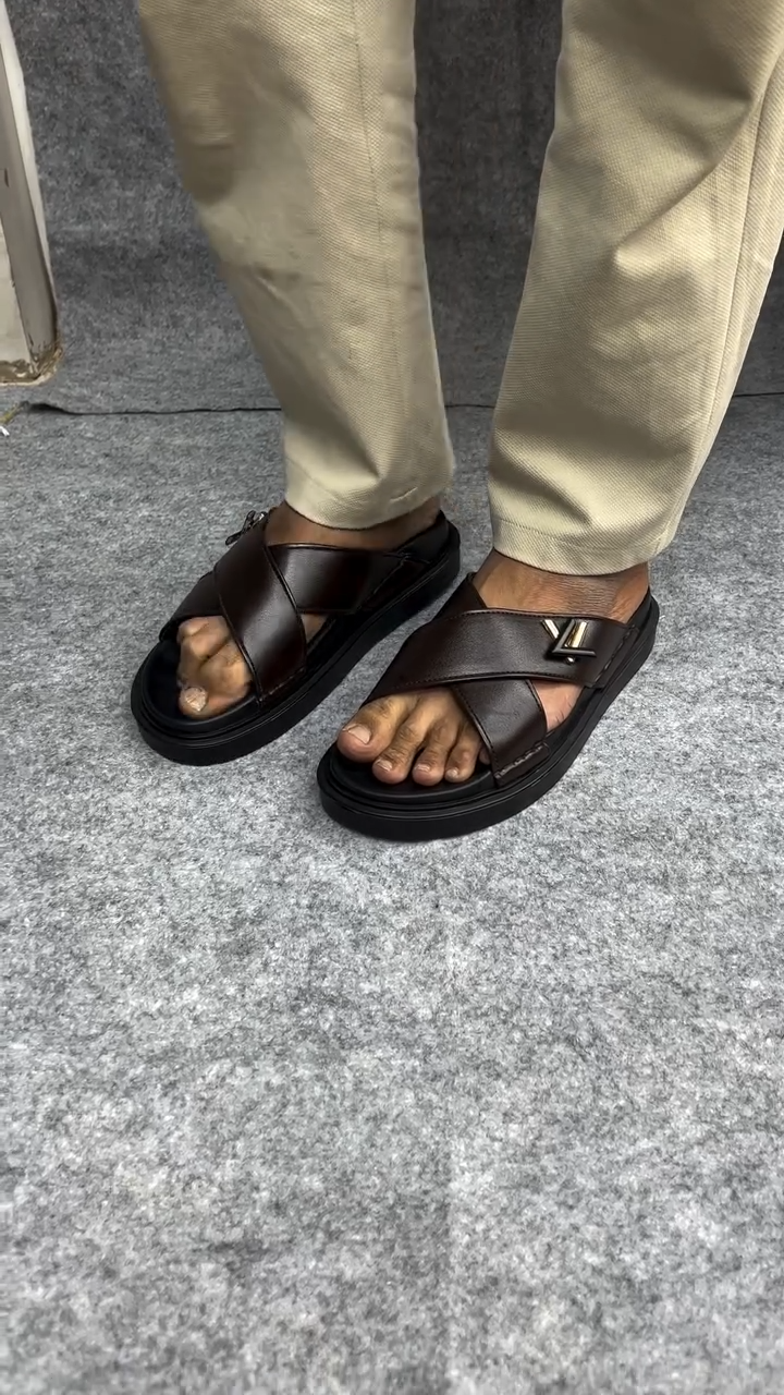 2025 Men's Genuine Leather Casual Slippers