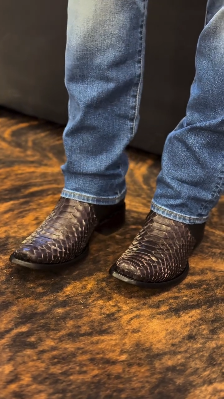 Eban Python Brushed Leather Boots