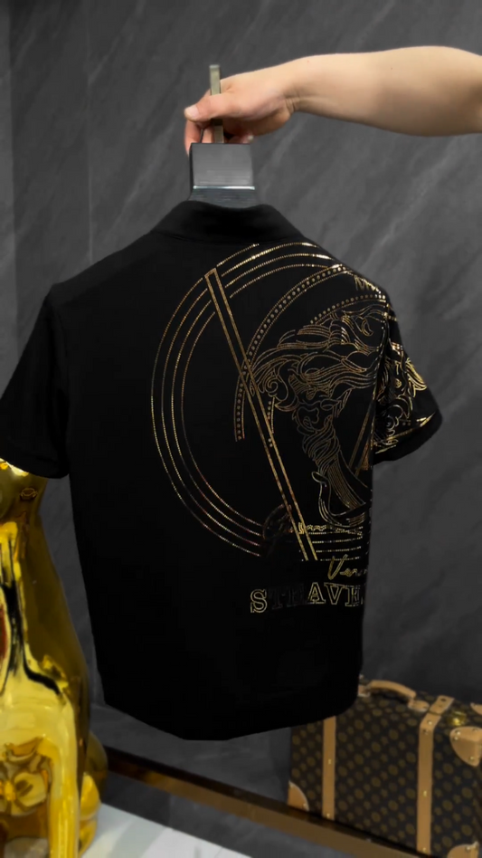 Men's stand-up collar and half-zipper short sleeve