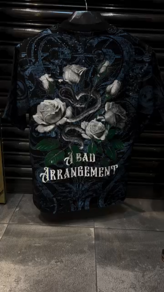 Printed and Jeweled Floral Model Short Sleeve