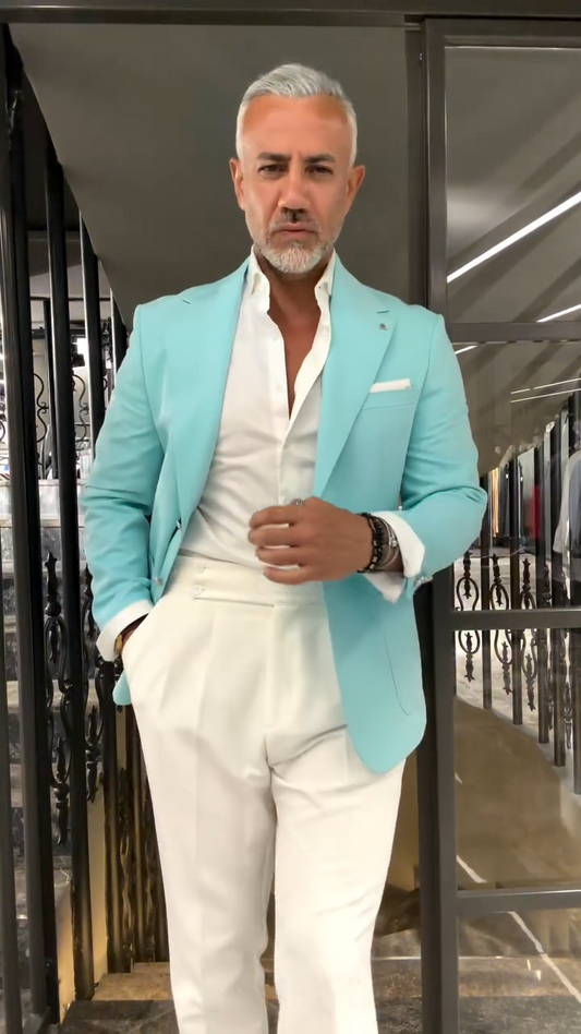 Men's high-end, simple, slim-fit casual button-down suit