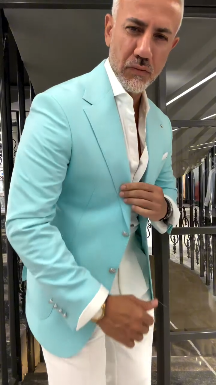 Men's high-end, simple, slim-fit casual button-down suit