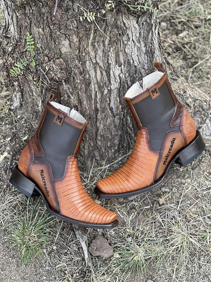 Classic Vintage Wide Leather Boots With Low Heel