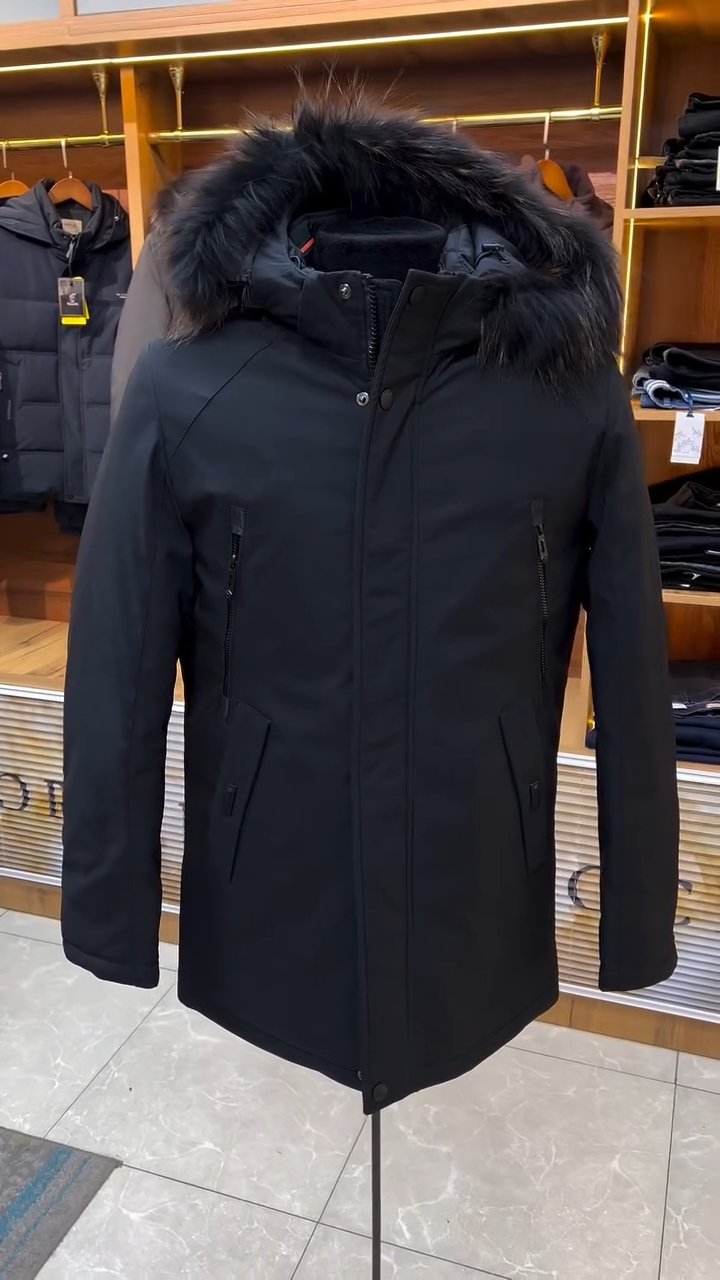 Large Fur Collar Mid-Length Windproof Outdoor Down Jacket