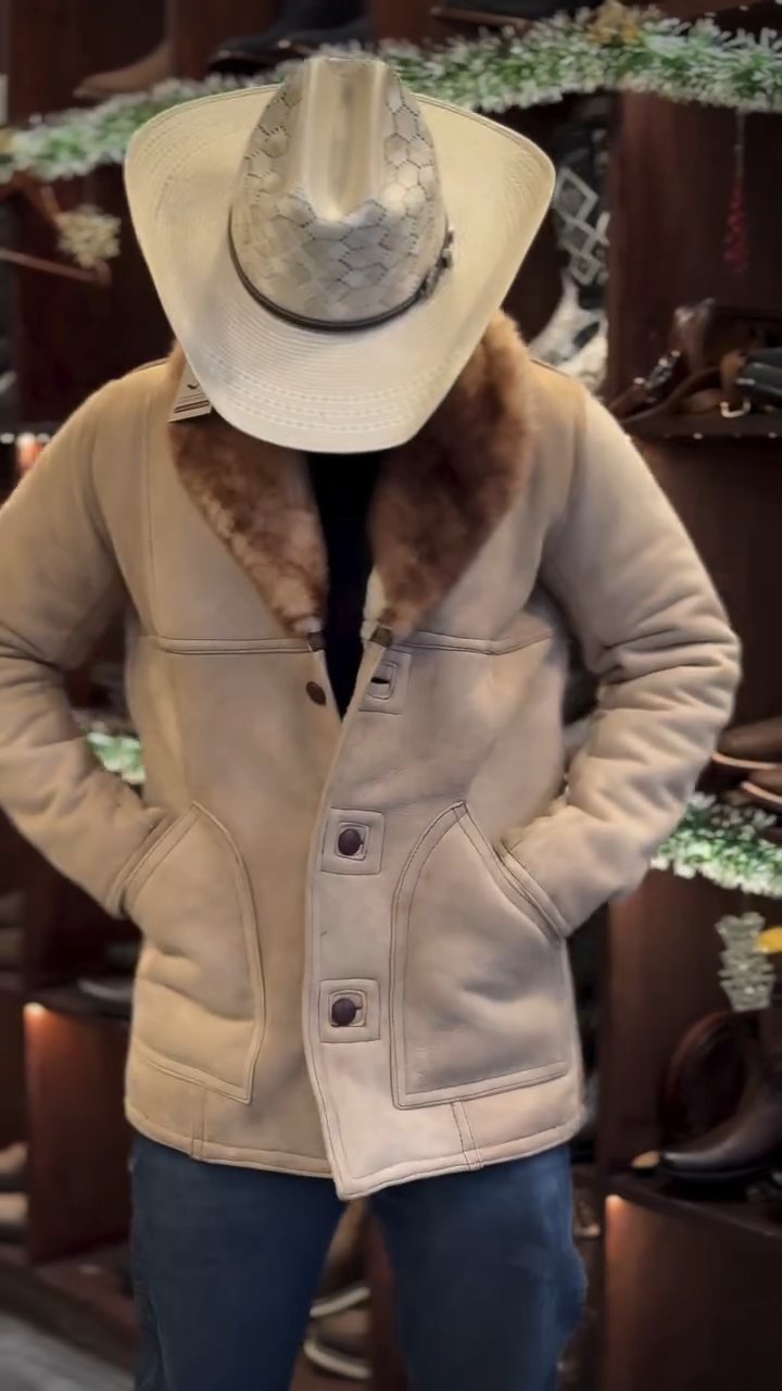 Men's Sheep Shearling Flight Jacket Mid-Length Sheepskin Jacket