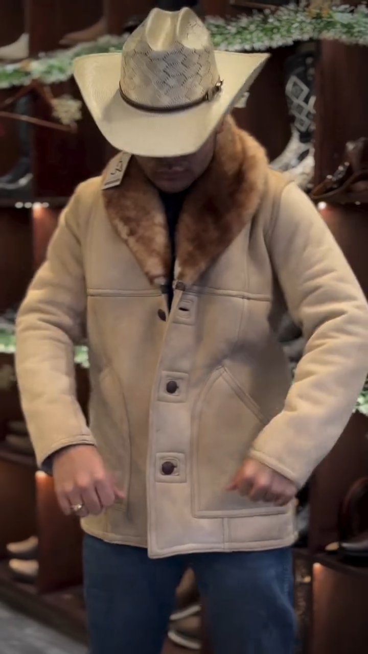 Men's Sheep Shearling Flight Jacket Mid-Length Sheepskin Jacket