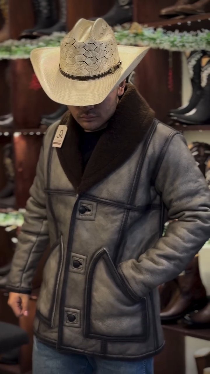 Men's Sheep Shearling Flight Jacket Mid-Length Sheepskin Jacket