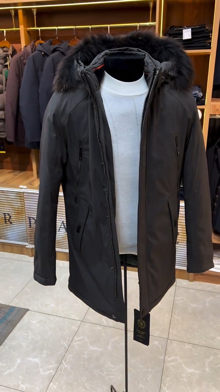 Large Fur Collar Mid-Length Windproof Outdoor Down Jacket