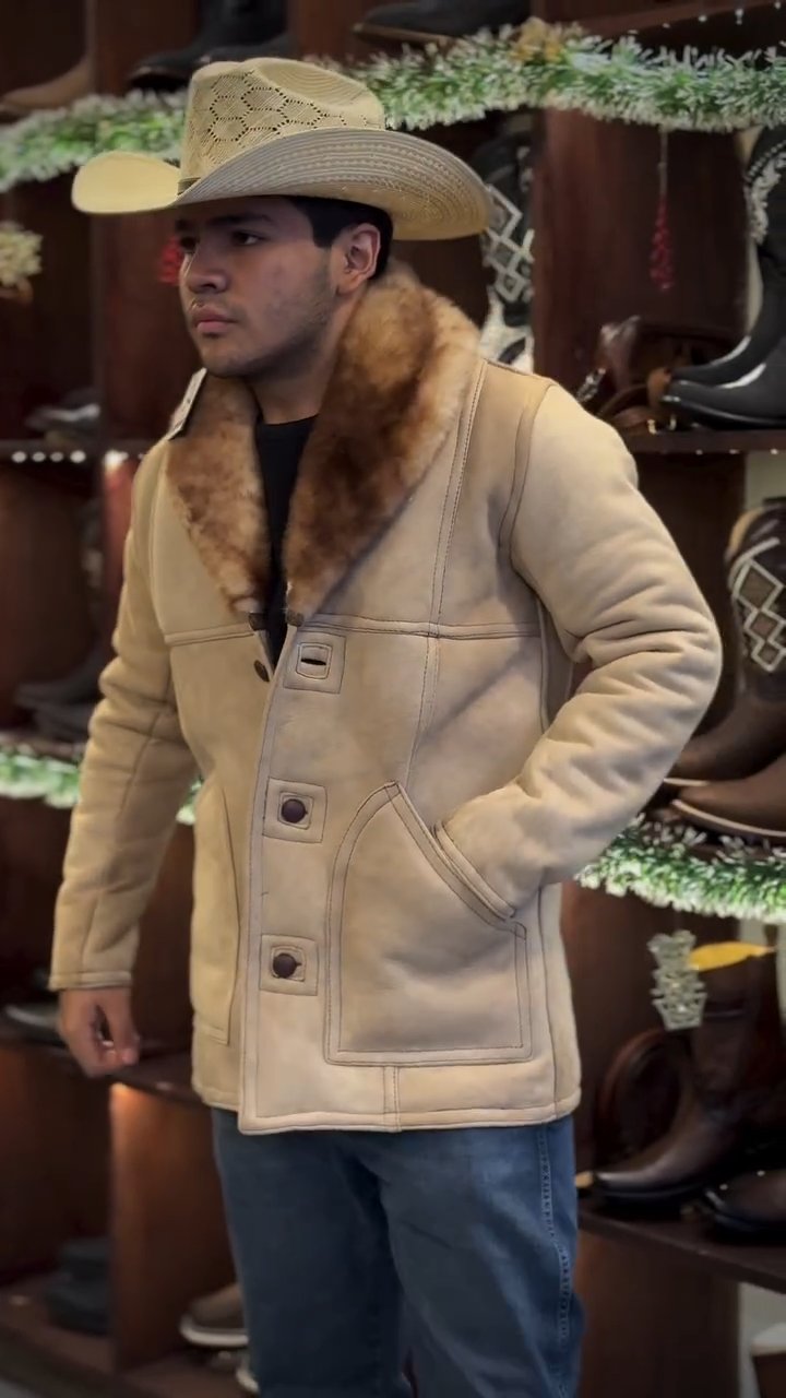 Men's Sheep Shearling Flight Jacket Mid-Length Sheepskin Jacket