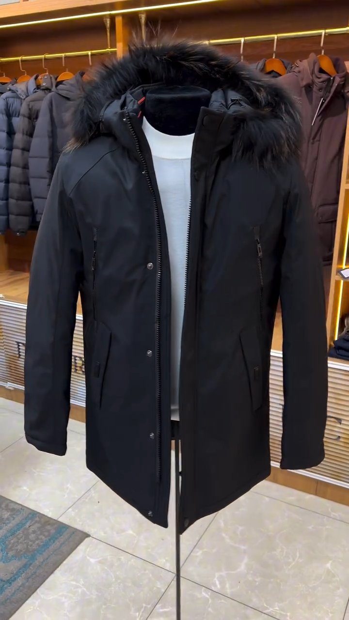 Large Fur Collar Mid-Length Windproof Outdoor Down Jacket