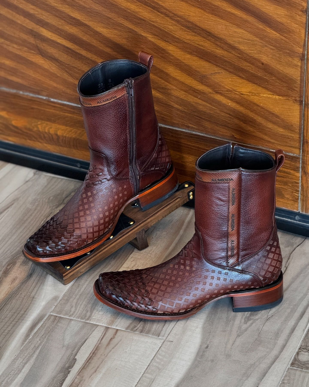 Burgundy Cowboy Boots With Zipper