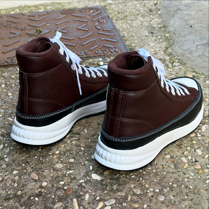 Dark Brown Leather High Top Sneaker