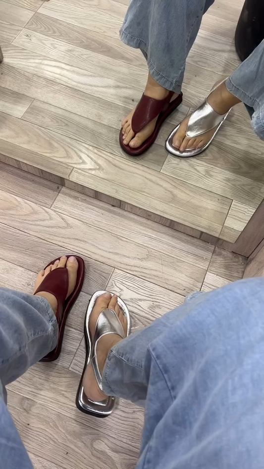 Studded Leather Flat Sandals