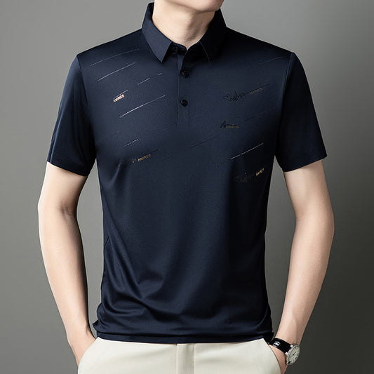 Men's ice silk non-marking iron on polo shirt