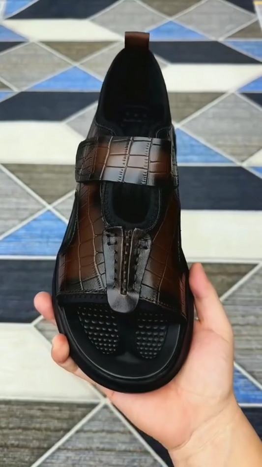 Men's Head Cowhide Air Cushion Sandals