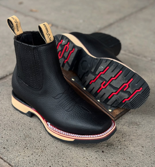 Men's T20W2 Black Leather Slip Resistant Soft Toe Boots
