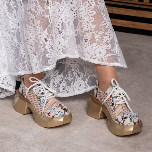Italian Fashion Leather Cutout Shoes