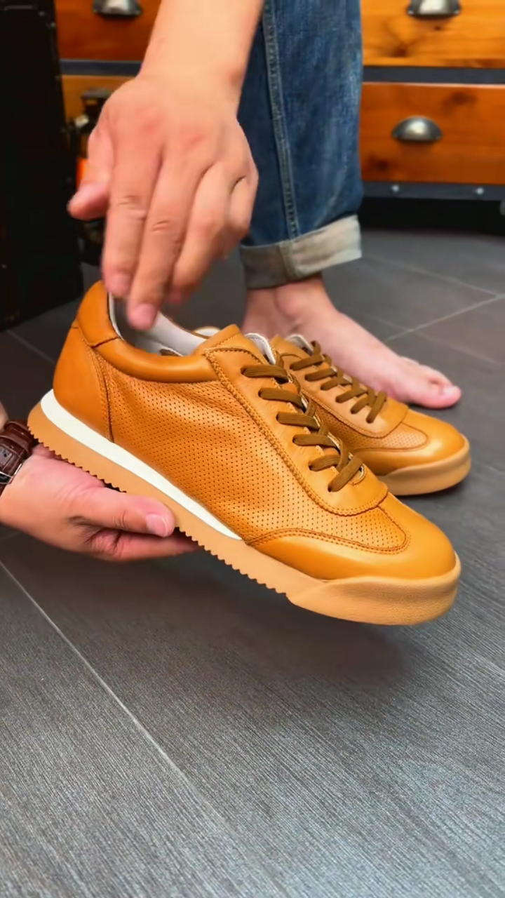 2025 summer new leather high-end breathable casual shoes
