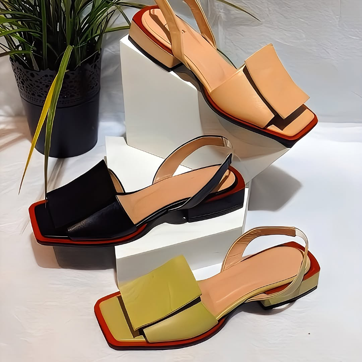 Women's Low Heel Leather Sandals
