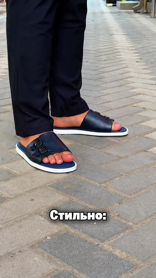 Men's Simple Cowhide Slippers