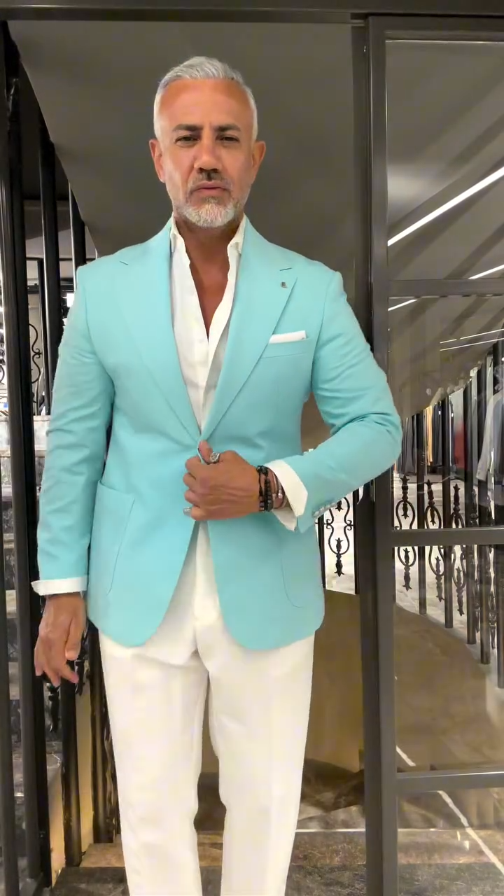 Men's high-end, simple, slim-fit casual button-down suit