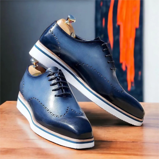 Men’s Blue leather casual shoes