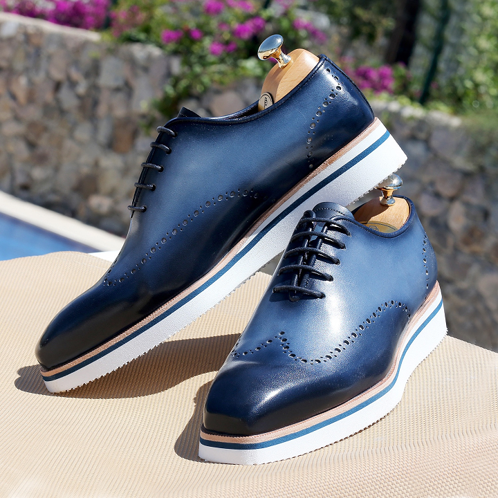 Men’s Blue leather casual shoes