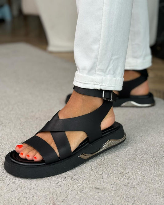 Black Leather Sandals