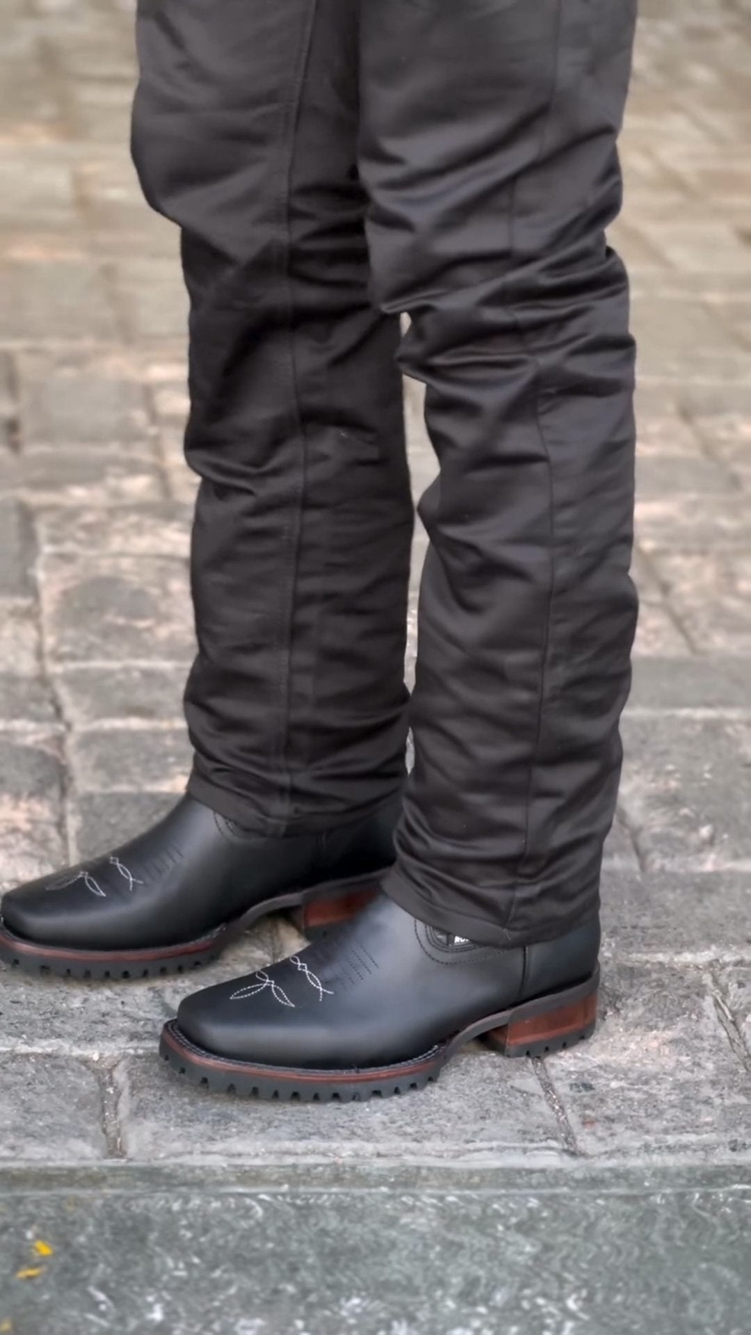 Black Embroidered Thigh High Boots