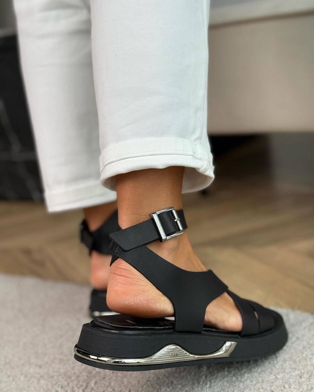 Black Leather Sandals