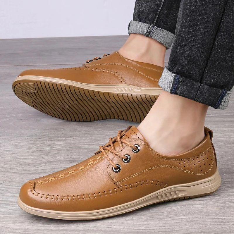 Men's Lace-up Head Layer Cowhide Business Shoes