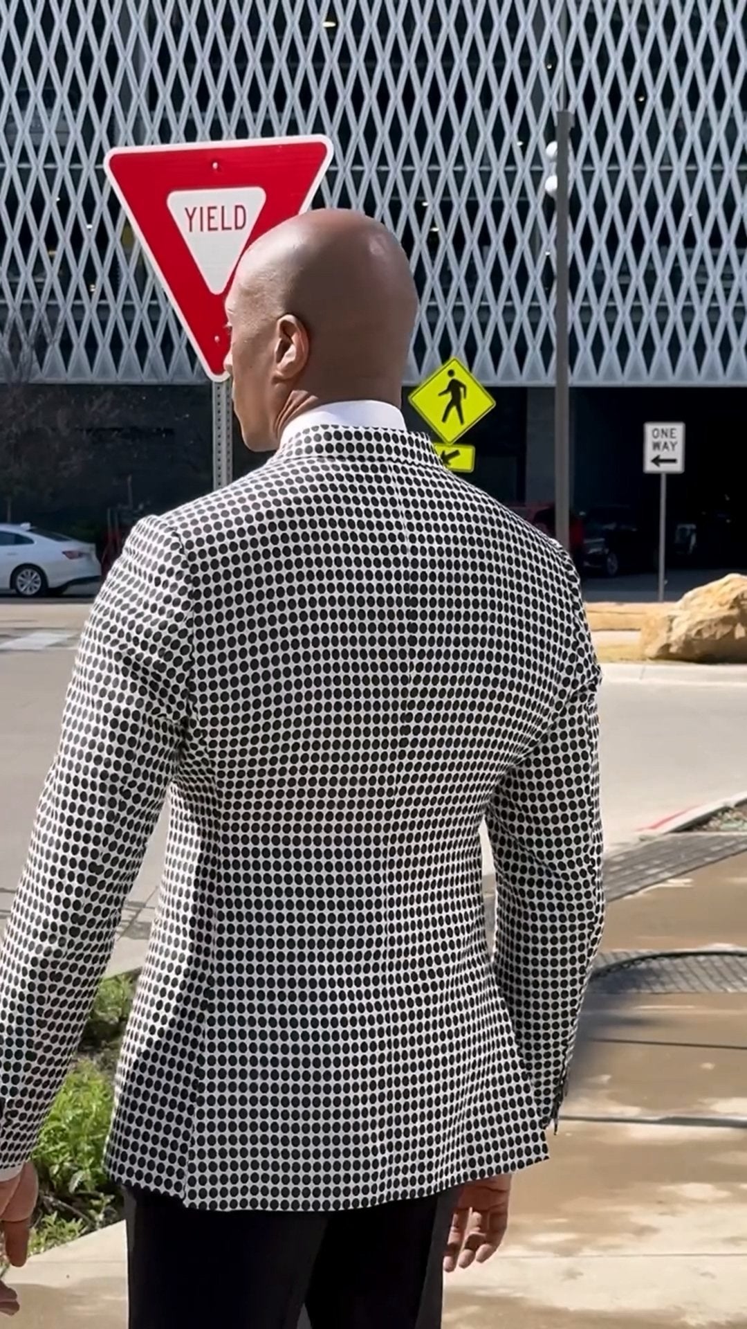 Black and White Mixed Striped Suit