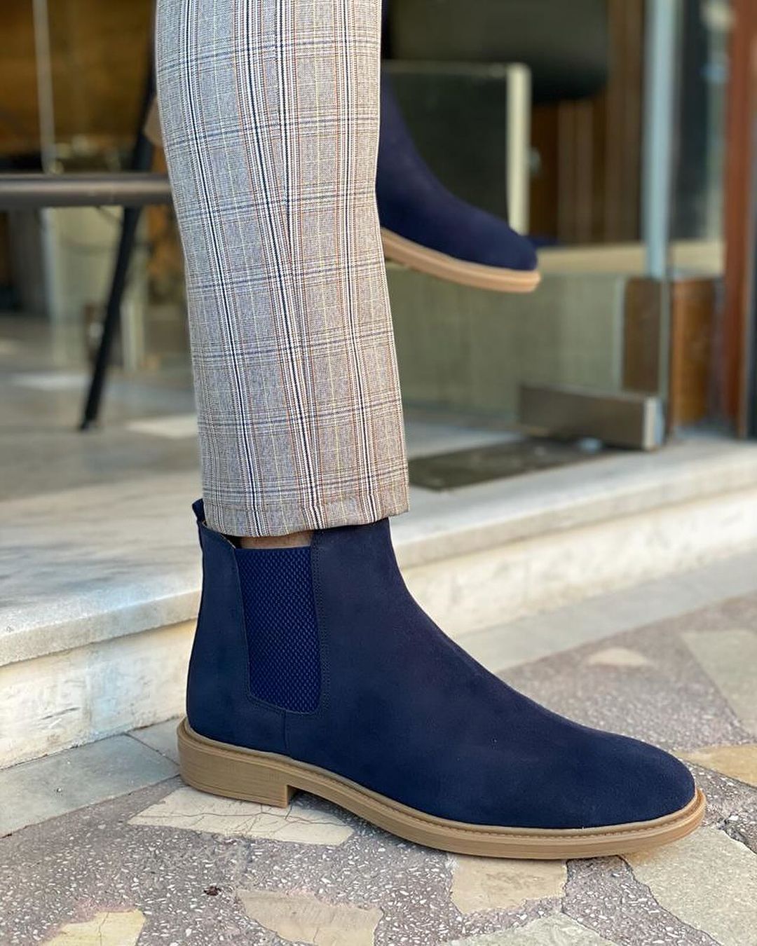 Grant Dark Blue Suede Chelsea Boots