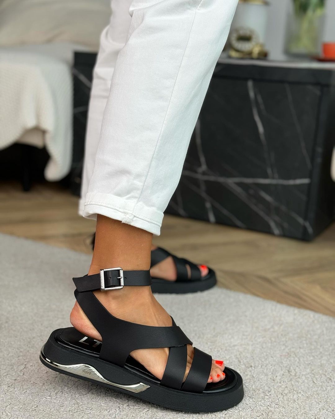 Black Leather Sandals