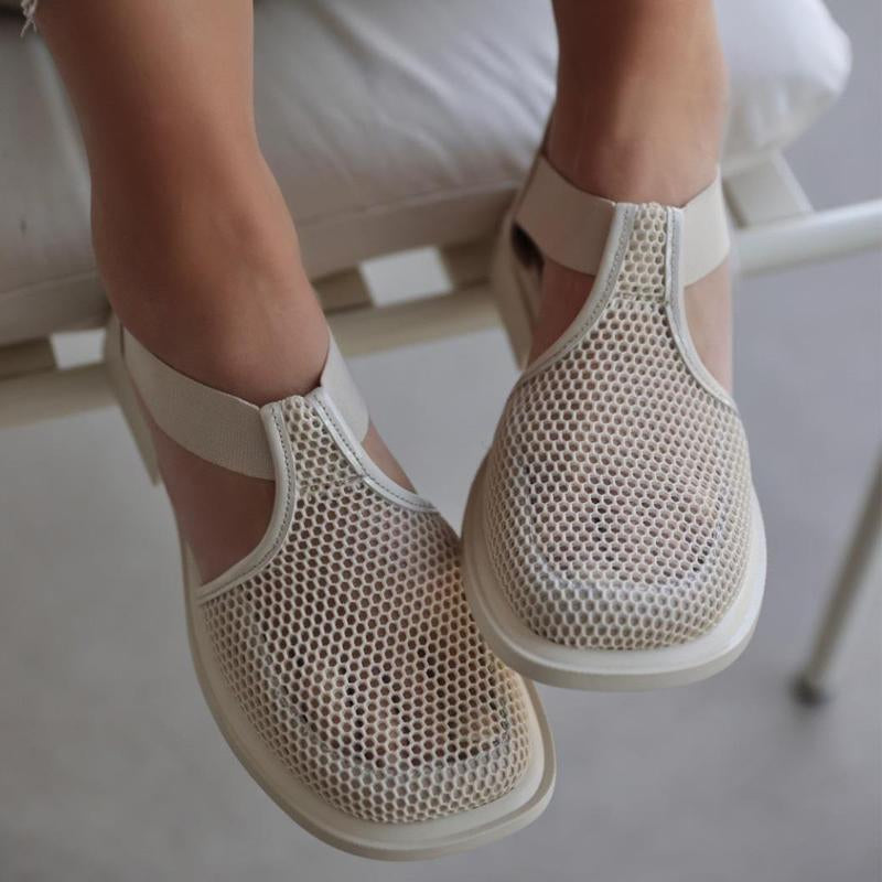 Mesh Detail Stretch Sandals