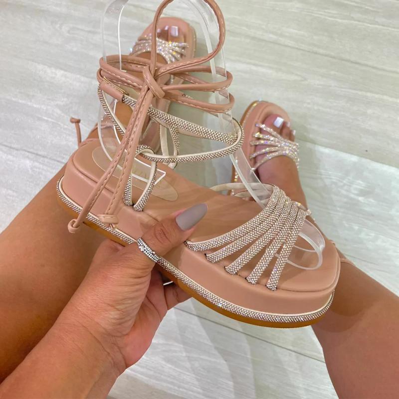 Shiny Strap Platform Sandals