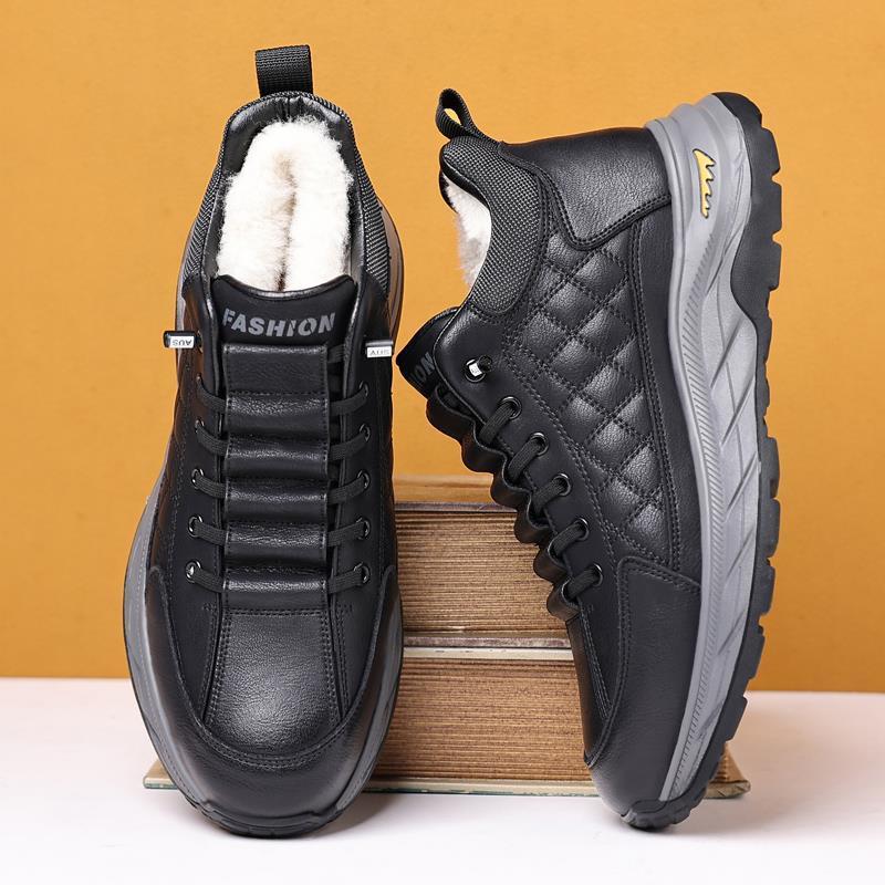 Men's Winter Leather Fleece Casual Ankle Boots