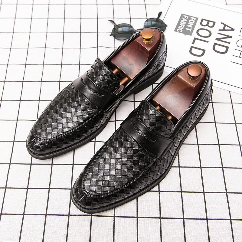 Pointed Toe Woven Leather Shoes