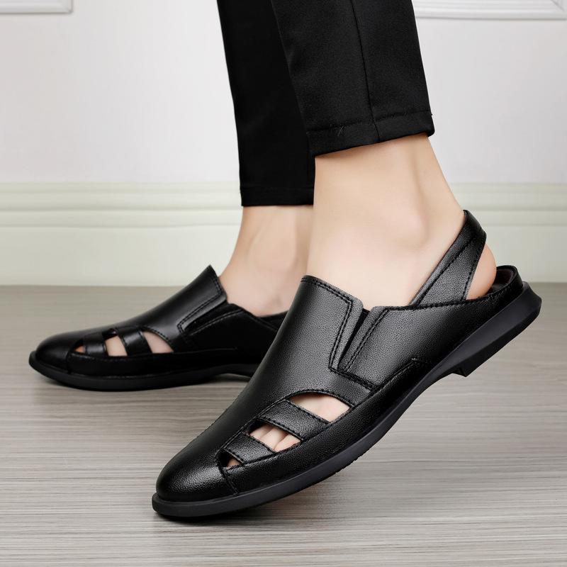 Summer New Hollow Leisure Cowhide Lazy Sandals