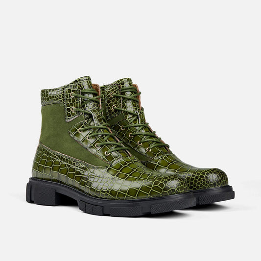 Otis Crocskin Leather Combat Boots