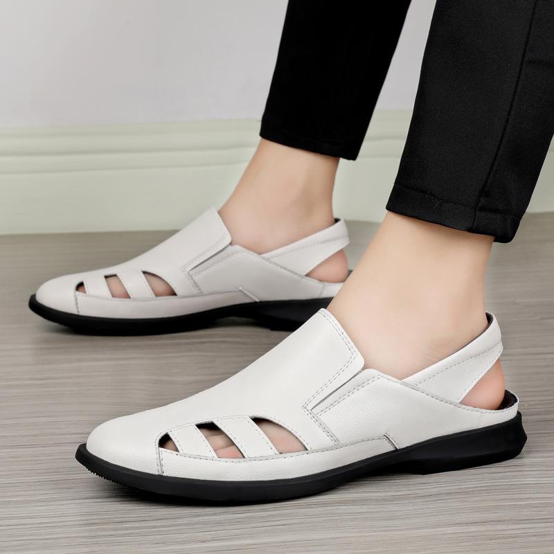 Summer New Hollow Leisure Cowhide Lazy Sandals