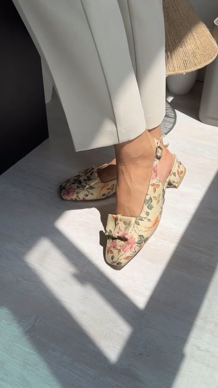 Floral Patterned Open Heel Shoes