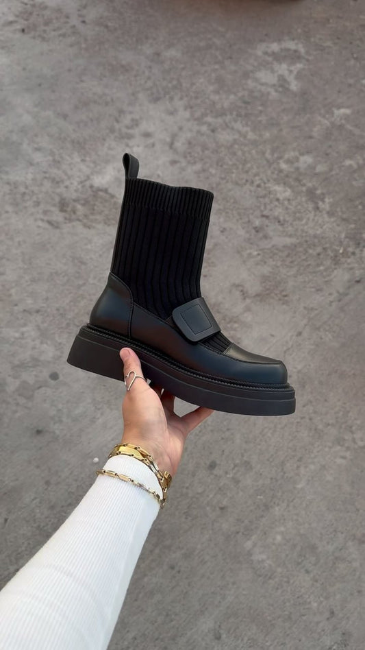 Black Stretch Socks Boots